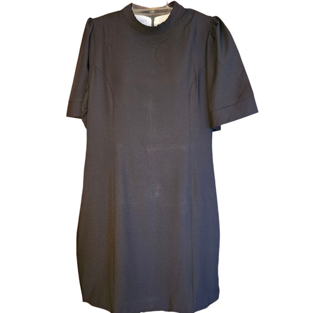 Black Puff Sleeve Midi Pencil Short Mini Dress – With Pockets | Size Small | NWT